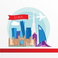 Dubai. UAE, detailed silhouette. Trendy vector illustration Royalty Free Stock Photo