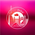 Dubai. UAE, detailed silhouette. Trendy vector illustration Royalty Free Stock Photo