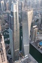 Aerial view of tallest Dubai marina skyscrapers, UAE Royalty Free Stock Photo