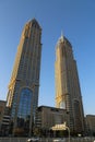 Dubai, UAE - February 14,2022: Central Towers in Dubai are a pair of skyscrapers that rise high into the sky. Originally named the