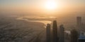 Sunrise view from the Burj Khalifa tower, Dubai Royalty Free Stock Photo