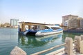 Dubai, UAE- February, 2018: Modern Dubai Ferry. Ghubaiba water station