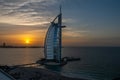 Dubai, UAE. Hotel Burj Al Arab ÃÂ¾n the sunset Royalty Free Stock Photo