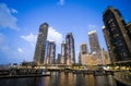 Dubai, UAE - 17 JAN 2024: Dubai Marina, Emaar Beachfront buildings