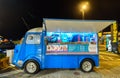 DUBAI, UAE - JANUARY 24, 2017: Caravan food truck Sugar Rush at Last Exit food truck park station at night on E11 highway