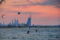 DUBAI,UAE. - JANUARY 20 of 2019: Kites flying at the Dubai Kite Jumeira beach Royalty Free Stock Photo