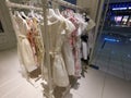 Dubai UAE - July 2019: A row of children clothes hanging on hangers. Children clothing inside a shop. A view of colourful kid Royalty Free Stock Photo