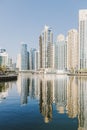 Dubai; UAE - June 6, 2020: Artificial water canal at Dubai Marina Royalty Free Stock Photo