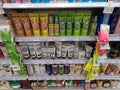Dubai UAE June 2019 - Nivea, Inecto Dettol Body lotion and body wash soap displayed for sale. Hand wipes displayed for sale