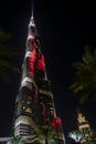 Burj Khalifa puts on a light show at night that qualifies for Guiness Book of Records as the largest in the world