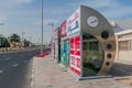 DUBAI, UAE - MARCH 12, 2017: Air conditioned bus stop in Dubai, United Arab Emirat