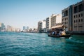 DUBAI, UAE - MARCH 7: Boats Abra ferries cruise business on the Bay Creek