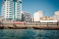 DUBAI, UAE - MARCH 7: Boats Abra ferries cruise business on the Bay Creek