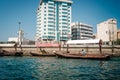 DUBAI, UAE - MARCH 7: Boats Abra ferries cruise business on the Bay Creek