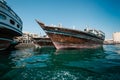 DUBAI, UAE - MARCH 7: Boats Abra ferries cruise business on the Bay Creek