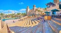 Panorama of the amphitheater in Souk Madinat Jumeirah market, Dubai, UAE