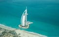 Aerial view of Burj Al Arab on a beautiful sunny day. Royalty Free Stock Photo