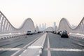 Dubai, UAE, May 2021, Meydan Bridge and street road or highway path with modern architectural buildings in downtown Royalty Free Stock Photo