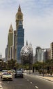Dubai, UAE - 07.10.2021 Modern buildings along the road. Museum of future. Outdoors Royalty Free Stock Photo