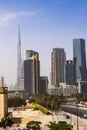 Dubai, UAE - 07.10.2021 Modern buildings along the road. Outdoors Royalty Free Stock Photo