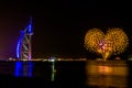 Dubai/UAE- Nov 17 2017: Celebrations at Burj Al Arab at night