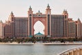 Dubai, UAE, November 2019 Beautiful view of the Atlantis hotel on the artificial island of palm Jumeirah Royalty Free Stock Photo