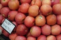 Dubai UAE - November 2019: Bunch of pink apples on boxes in supermarket. Apple put on sale shelves in the supermarket. Fresh ripe Royalty Free Stock Photo