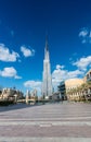 DUBAI, UAE - NOVEMBER 22, 2015: Burj Khalifa, the highest building in the world, 829.8 m tall. It is the new symbol of the city Royalty Free Stock Photo