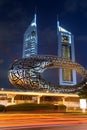 The construction of Museum of the Future in night illumination Royalty Free Stock Photo