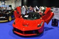 The Ferrari LaFerrari sportscar is on Boulevard of Dreams on Dubai Motor Show 2017