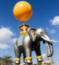 Dubai, UAE - November 28, 2015: Giant balloon gray elephant. Parade celebrate 44th anniversary National Day United Arab Emirates