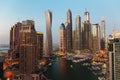 General view of Dubai Marina at night from the top Royalty Free Stock Photo