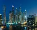 General view of Dubai Marina at night from the top Royalty Free Stock Photo