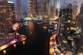 General view of Dubai Marina at night from the top Royalty Free Stock Photo