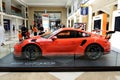 The Porsche 911 GT 3RS sportscar and Lego-made Porsche GT 3RS are on Dubai Motor Show 2017