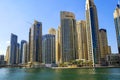 Marina popular tourist district with skyscrapers and river