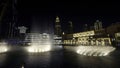 Dubai - UAE - October 5, 2023: Burj Khalifa at Dubai Mall and fountain show in UAE at night. Action. Famous landmark of Royalty Free Stock Photo