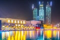 DUBAI, UAE, OCTOBER 26, 2016:Night view of the exterior of the Dubai mall in the UAE Royalty Free Stock Photo