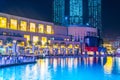 DUBAI, UAE, OCTOBER 26, 2016: Night view of the exterior of the Dubai mall in the UAE Royalty Free Stock Photo