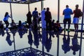 DUBAI, UAE - OCTOBER 21, 2016: People at the Observation Deck of Burj Khalifa skyscraper, United Arab Emirat Royalty Free Stock Photo