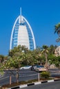 DUBAI, UAE - OCTOBER 21, 2016: View of Burj Al Arab Tower of the Arabs hotel in Dubai, United Arab Emirat