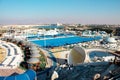 Dubai, UAE, panorama Ice Land aqua park along the beach of the Persian Gulf