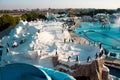 Dubai, UAE, panorama Ice Land aqua park along the beach of the Persian Gulf