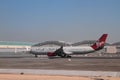 Dubai, UAE - Plane of Virgin atlantic company G-VRAY, Airbus A330-300 at airport.