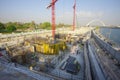 construction site for big building foundation, Dubai Creek Royalty Free Stock Photo