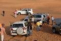 The Dubai desert trip in off-road car is major tourists attraction in Dubai Royalty Free Stock Photo