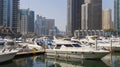 modern yachts in Dubai Marina city downtown