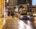 Dubai, UAE - 08.09.2022 - Shot of a street in downtown area at night. City