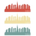 Dubai UAE Skyline Silhouette City Stamp Vector Color Vintage Set Logo Clip Art Illustration. Royalty Free Stock Photo
