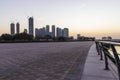 Dubai UAE - 01.29.202 Sunrise over Dubai city skyline. Creek Harbor by EMAAR. Outdoors